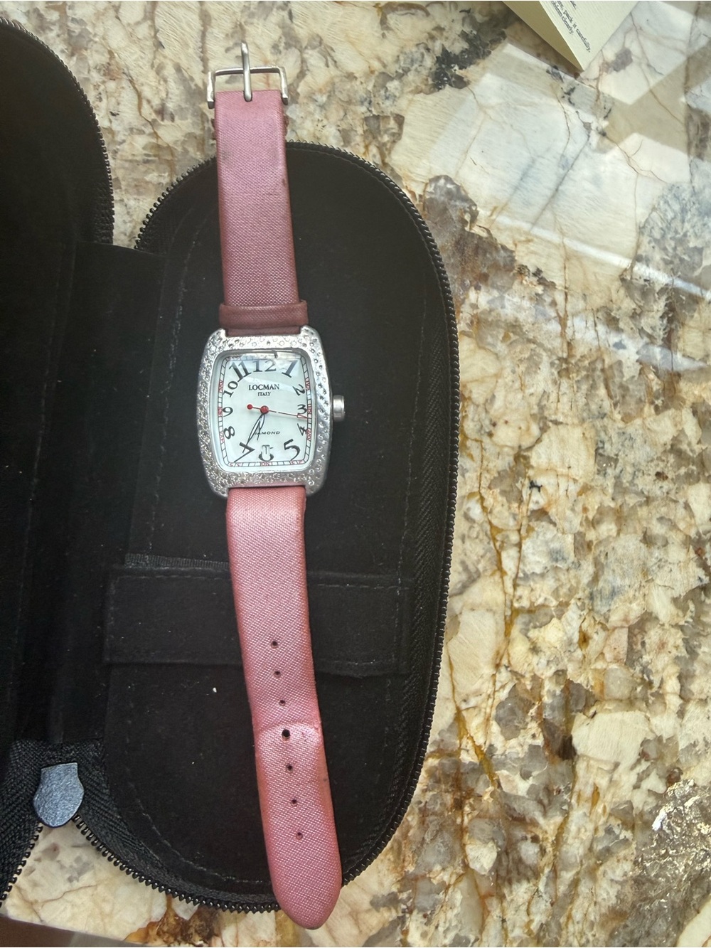 Women's Locman Diamond Watch with Pink Leather-Strap.